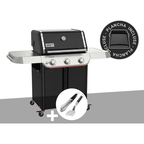 Barbecue à gaz Genesis E-315W Plancha + Kit ustensiles Premium 2 pièces - Weber