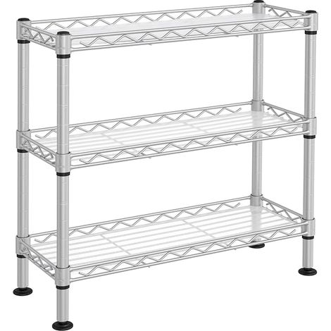 Étagère à Épices à 3 Niveaux, Étagère de Cuisine en Métal avec Planches en Plastique, Étagère de Rangement, Étagères Réglables en Hauteur, 40 x 15 x 39,5 cm, Argent Mat (1/4)