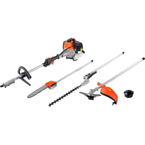 Débroussailleuse multifonction 4 en 1 – moteur 2 temps 43cc 2,2HP – coupe nette pour végétation dense – élagueuse et taille-haies incluses – Bricoferr