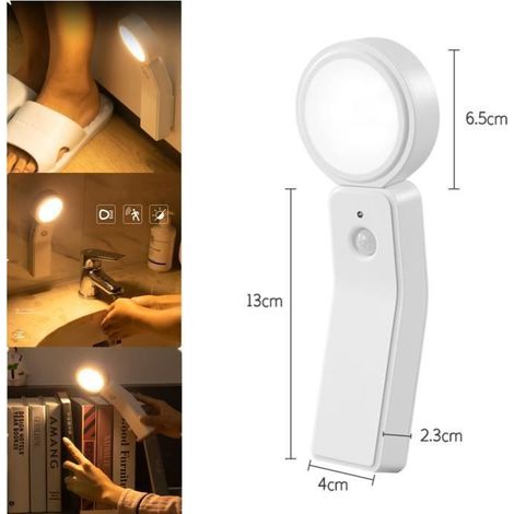 Veilleuse Led Adulte Lampe Detecteur De Mouvement Interieur Rechargeable 2000mAh Très Adaptée Aux Enfant Et BéBé (Lumière Chaude)