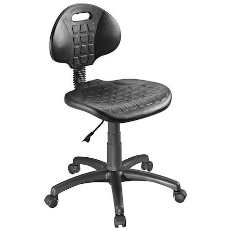 Chaise d'atelier Nargo haut noir - Avec roulettes