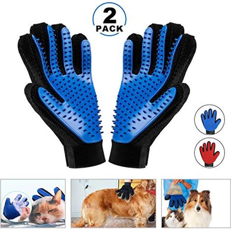 MINKUROW 2 Pezzi Guanti Per Spazzola Per Animali Domestici, Guanto Per Peli Di Animali Domestici, Guanti Per Dita Spazzola Per Rimozione Peli Guanto Per Toelettatura In Gomma Per Toelettatura Di Cani (1/5)