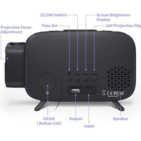 Réveil - - Projecteur 180° - Radio FM - 2 Alarmes - Luminosité Réglable (1/4)