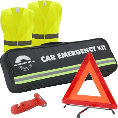 Kit de sécurité auto 4 en 1 : triangle, gilet, marteau brise-vitre et coupe-ceinture (1/5)