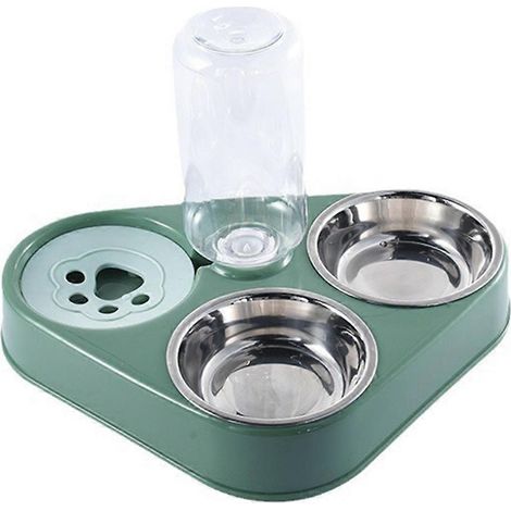 Bol à riz anti-basculement automatique pour chats et chiens Pet Three Bowls - Produits pour animaux de compagnie - Grenn (1/5)