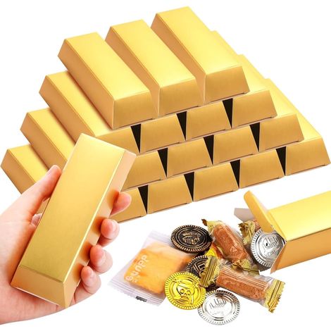 Gold Bar Candy Boxes 20 Pieces Fake Gold Bar Gift Box, Pirate Treasure, Guest Gift Candy Box for Wedding, for Gold Bars, Children's Birthday, Wedding, Party (1/5)