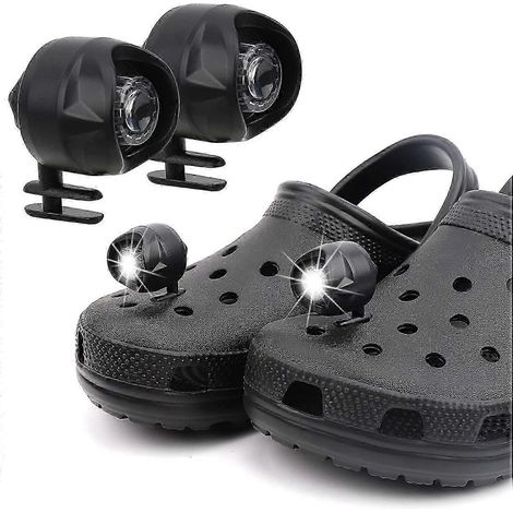 Lot de 2 lampes frontales pour chaussures Crocs, étanches IPX5, avec 3 modes d'éclairage. (1/5)