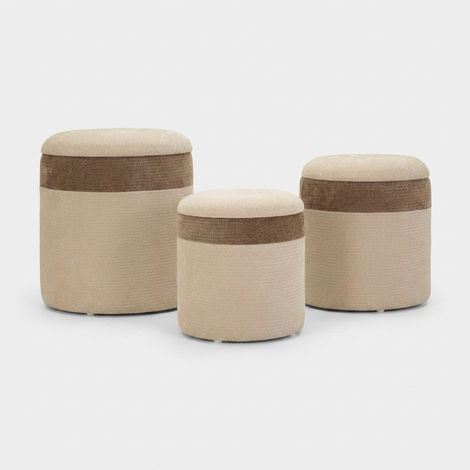Set 3 pouf contenitore nordico in tessuto Ankara Nesting Trio (1/5)