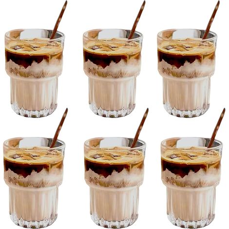 Lot de 6 Verres Latte Macchiato 320 ml – Design Vintage