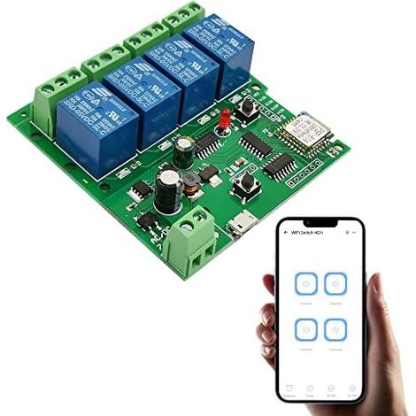 channel WiFi momentary relay, DIY self-locking switch module, Ewelink APP control garage door switch module, compatible with Alexa Goolge Assistant (1/5)
