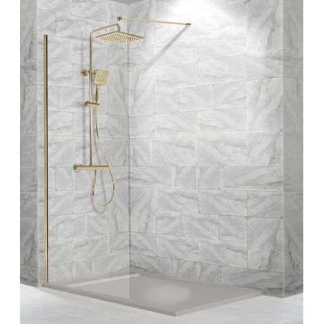 KASSANDRA FR633 FRESH Mampara Ducha Fija Oro Cepillado Transparente - Medida: 80 cm - ref: FR6333618S195078