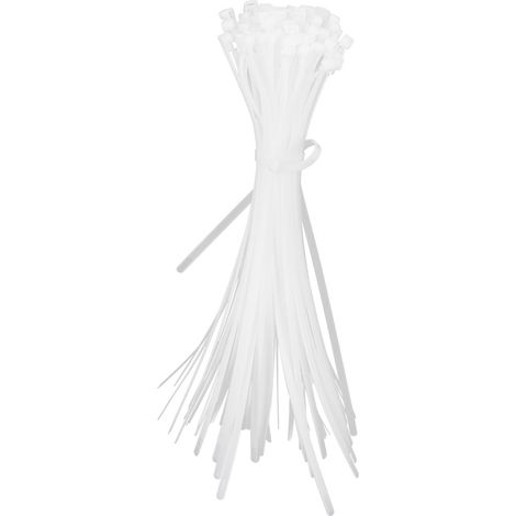100 Pièces Attaches Câbles Nylon Multiusage, Fixations Épaisses et Fines, Sangles Serre-Câbles Blanc 8x400mm