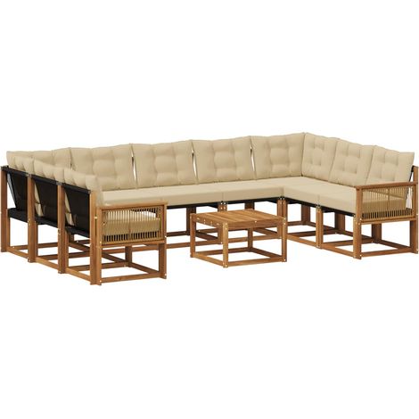 Conjunto de sofás de exterior 10 uds. Natural y Beige vidaXL (1/5)