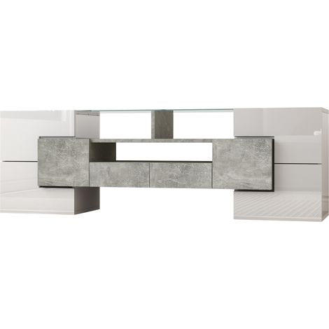 Mobile TV bianco lucido 145 cm con LED HOMVRA (1/5)