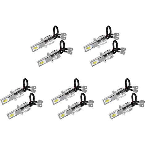 Kit de 10 ampoules LED H3 ultra-lumineuses pour phares antibrouillard, feux de route, blanc 6000K, 10W()