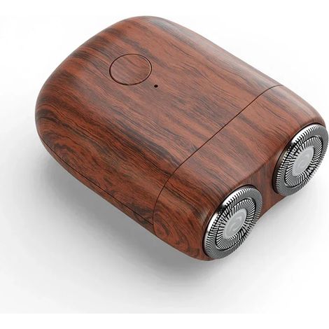 Rasoir électrique (couleur bois), double tête flottante, mini rasoir, rasoir de voyage portable pour hommes. (1/5)