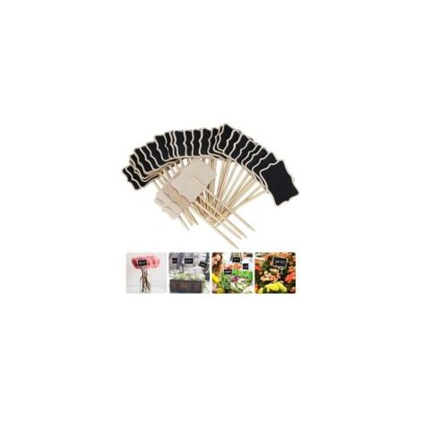 Set di 30 etichette da giardino a T, etichette in legno impermeabili per piante, cartellini in ardesia per semi, alberi, erbe aromatiche e fiori - Crezuo