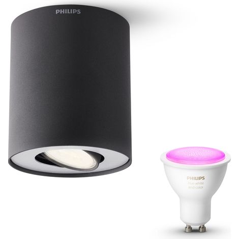 Philips Hue Pillar Aufbauspot mit 1 Lichtpunkt GU10 (Schwarz) Weißes und Farbiges Licht - White and Color Ambiance (1/5)