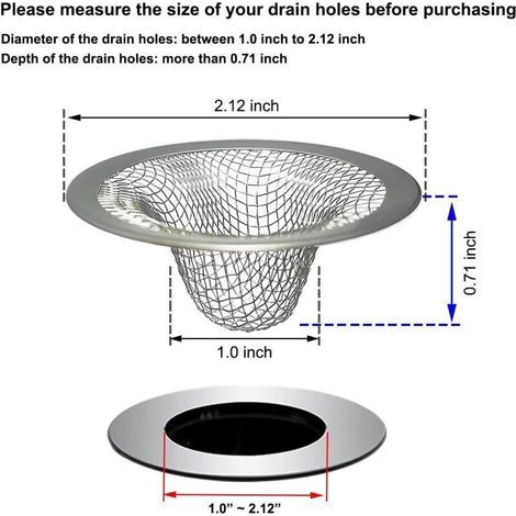 Deux crépines d'évier en acier inoxydable de 2,5 cm (1 pouce), adaptées aux piscines, aux buanderies et aux éviers de camping-cars. (1/3)