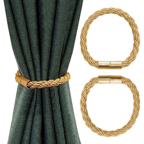 Lot de 2 embrasses de rideaux avec boucle de rideau pour hôte de bureau à domicile (doré) (1/5)