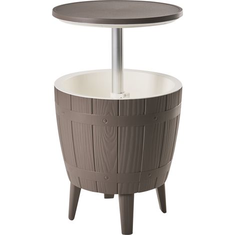 Mesa cubitera nevera ⌀ 48 cm polipropileno redonda enfriador ajuste de altura gris pardo Silg