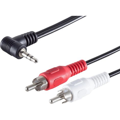 1aTTack.de 1 x 1,5 m - Fiche jack coudée 3,5 mm vers 2 fiches RCA mâles RCA - Connecteurs moulés - Contacts nickelés - Parfait pour HiFi, TV et haut-parleurs