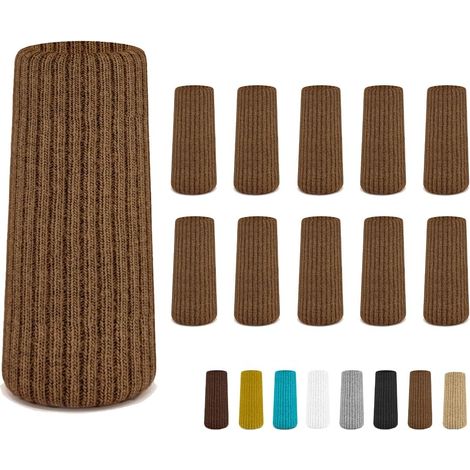 Set di 16 coprigambe marroni per sedie – Protezioni di alta qualità per pavimenti duri, antiscivolo, altamente elastiche, facili da applicare per sgabelli e piedini.