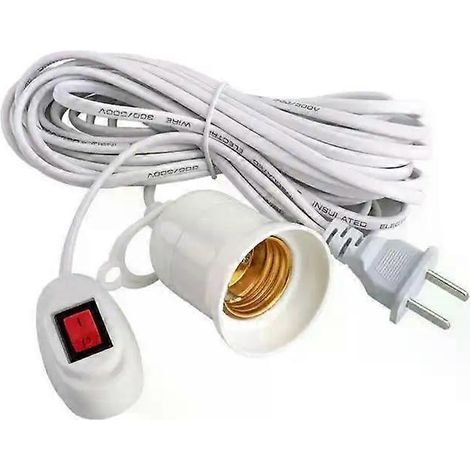 HONORNIC - Support de lampe universel de 5 m avec interrupteur, adaptateur pour douille LED E27, accessoires et outils, deux prises, suspension (1/5)