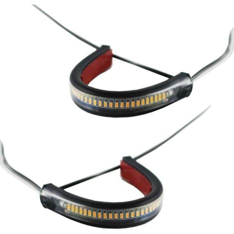 Clignotants de fourche à LED pour moto avec feux de jour, 36 LED SMD à double fonction (ambre/blanc), étanches et universels pour fourches de 39 à 70 mm. (1/4)