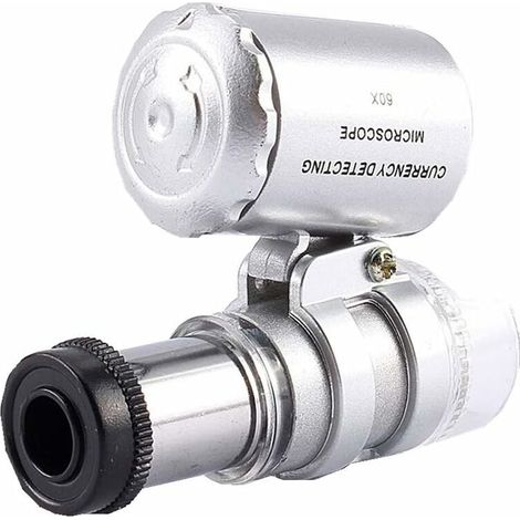 Loupe 60x Mini-loupe, Microscope de Loupe de Poche LED Lumière UV pour les Bijoutier (1/5)