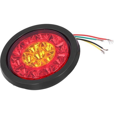 Fanali posteriori rotondi, 12-24V, 16 LED con indicatori di direzione rossi e gialli, adatti per rimorchi, camion, station wagon e camper. (1/5)