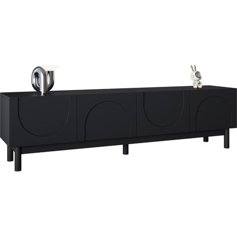 CHICFURN Mueble TV bajo 169 x 34 x 45,5 cm de MDF y aglomerado negro con almacenaje (1/5)