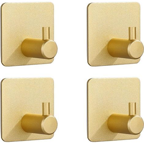 Ein Set aus 4 starken, selbstklebenden Haken, geeignet für Kaminsimse, Türen, Badezimmer, Wände und Küchen - Saugnäpfe (gold).
