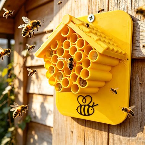 Honeycomb Hotel, ein sicherer Zufluchtsort für Wildbienen in seinem Garten. (1/4)