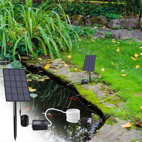 Soldes d'été 2023 Kit pompe aératrice solaire WJSXC, idéal pour les bassins, les aquariums et les jardins — comprend un tuyau d'oxygène et une pierre à air. (1/5)