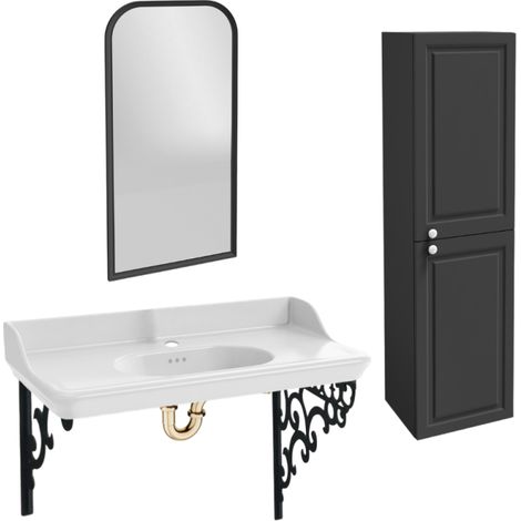 Pack plan vasque suspendu JACOB DELAFON Cléo 1889 + colonne droite + miroir + siphon or