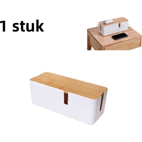 article - Boîte à câbles - Organisateur de câbles - Rangement pour câbles de données et chargeurs - Hub de bureau - Idéal pour organiser votre bureau - Blanc (1/5)