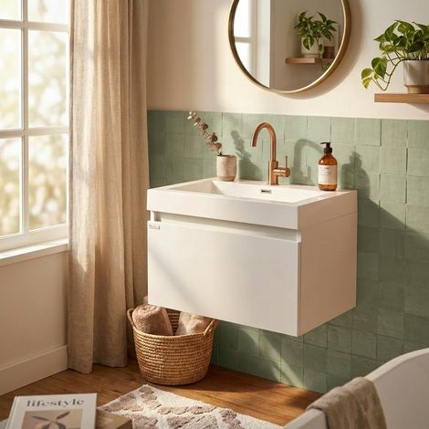 Naturel Verona Badezimmermöbel mit Waschbecken 60x48 cm weiß (VERONA60WH) (1/5)