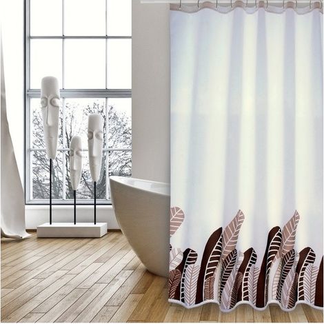 Rideau de douche Polyester PLUMAS VINTAGE 180x200cm QUALITE PREMIUM - Anneaux inclus MSV (1/3)