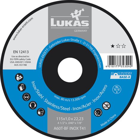 LUKAS Trennscheibe Base-X gerade Form 115 x 1,0 x 22,23 mm