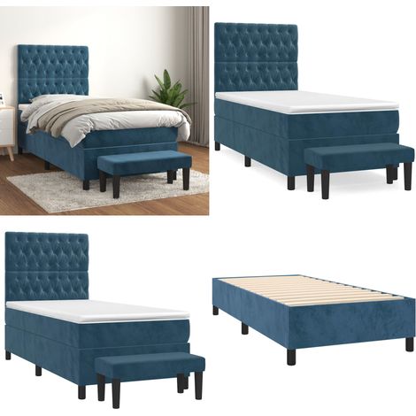 Boxspringbett mit Matratze Dunkelblau 100x200 cm Samt - Samtbett - Boxspringbett - Doppelbett - Bettauflage - Nachttisch - Home & Living (1/5)