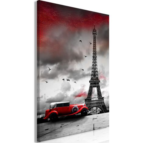 Quadro - Red Car in Paris (1 Part) Vertical - 80x120 (1/4)
