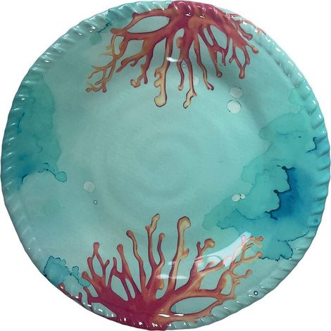 Assiette à Dessert Ronde en Mélamine Corail pour Repas en Plein Air 23 x 23 x 2 cm - PANGIVO (1/4)