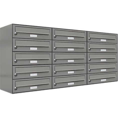 15er Premium Briefkasten Aluminiumgrau RAL Farbe 9007 für Außen Wand Postkasten 3x5 (1/5)