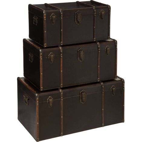 Set di 3 bauli da fiori inglesi neri l61 71 81cm - Atmosphera créateur d'intérieur