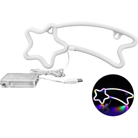 Enseigne lumineuse LED néon Meteor colorée pour décoration maison, mariage, fête - alimentation USB/piles (1/5)