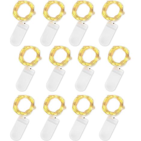 VUSZR LED Mini Lichterkette mit Batterie, 6x20er Micro Lichterkette außen Batterie, 2M DIY kleine Lichterketten Wasserdicht für Party Hochzeit Weihnachten Beleuchtung Deko (Warmweiß, 12 Pack) (1/5)