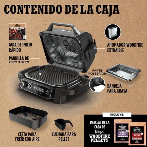 Barbacoa Ninja Woodfire Outdoor gris y negro 2400W