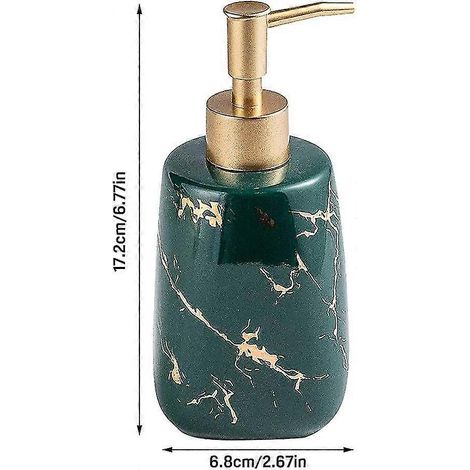 Distributeur de savon en céramique effet marbre 350 ml, distributeur de gel douche, savon simple et moderne (1/5)