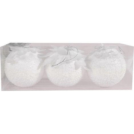 Pendentifs boule de Noël blanche pour sapin (3 pièces/boîte) (1/4)